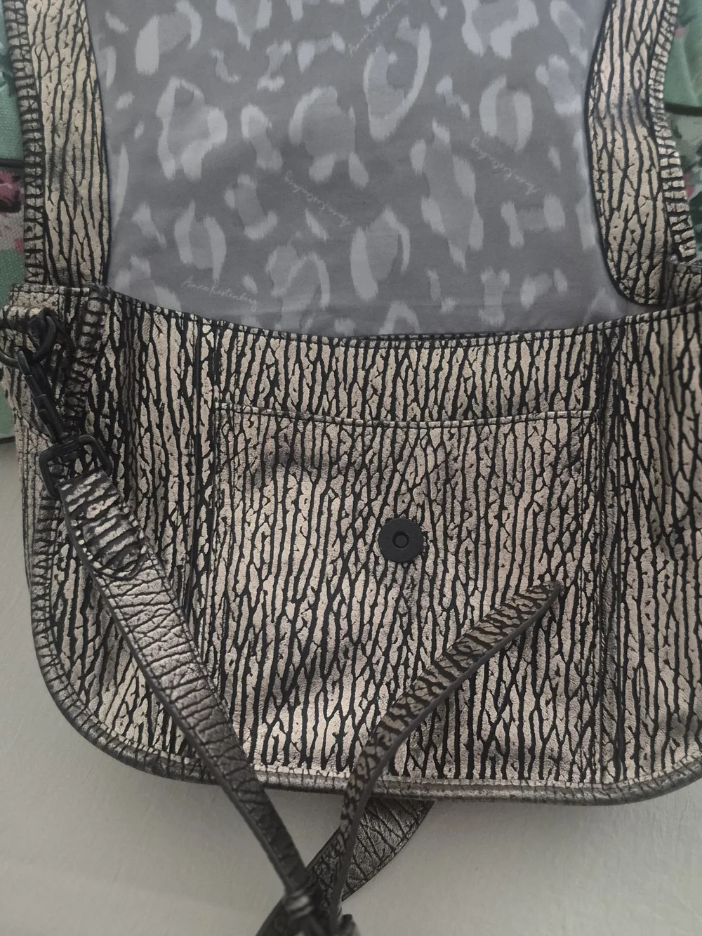 Textured Black & White Mini Satchel